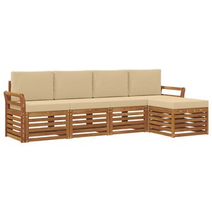 vidaXL Ensemble de canapés d'extérieur 5 Pièces Naturel et Beige