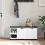 vidaXL Banc d'entrée avec coussin Uni Blanc 100 x 38 x 46 cm