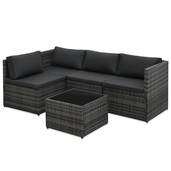 Salon de jardin meuble d'extérieur ensemble de mobilier 5 pièces avec coussins résine tressée gris 02_0016432