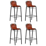 vidaXL Ensemble de bar 5 Pièces Bois massif recyclé et cuir de chèvre