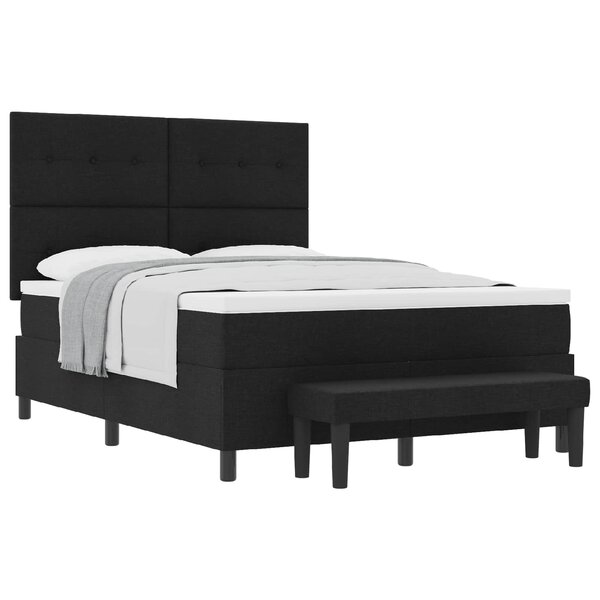 vidaXL Lit à ressorts avec matelas Noir 140 x 200 cm tissu