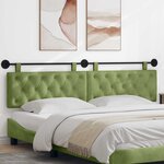 vidaXL Tête de lit suspendue Avec lumière LED Vert clair Velours