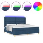 vidaXL Lit à ressorts avec matelas Bleu 200 x 200 cm tissu