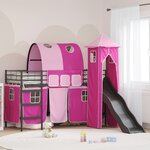 vidaXL Lit mezzanine pour enfants Noir et rose 74 5 x 190 cm Métал