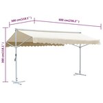 vidaXL Auvent sur pied 600 x 300 cm Crème