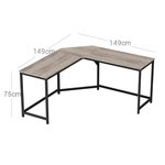 Bureau d’angle 149 x 149 x 76 cm table en forme de L pour travailler et réviser bureau à domicile gain d'espace montage facile style industriel grège et noir 12_0004566