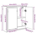 vidaXL Armoire Miroir de Salle de Bain Gris Sonoma 60 x 20 x 60 cm