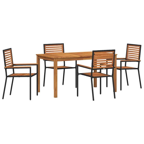 vidaXL Ensemble de salle à manger pour jardin 5 Pièces Noir Poly rotin
