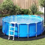 vidaXL Tapis de sol de piscine noir Ø 244 cm  en tissu non tissé  rond.