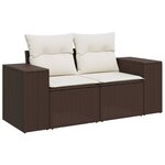 vidaXL Canapé de jardin avec coussins 2 places marron résine tressée