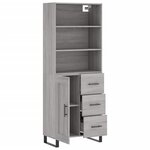 vidaXL Buffet haut Sonoma gris 69 5x34x180 cm Bois d'ingénierie