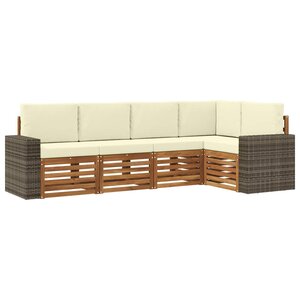 vidaXL Ensemble de canapé d'angle avec coussin 5 Pièces Naturel et Crème