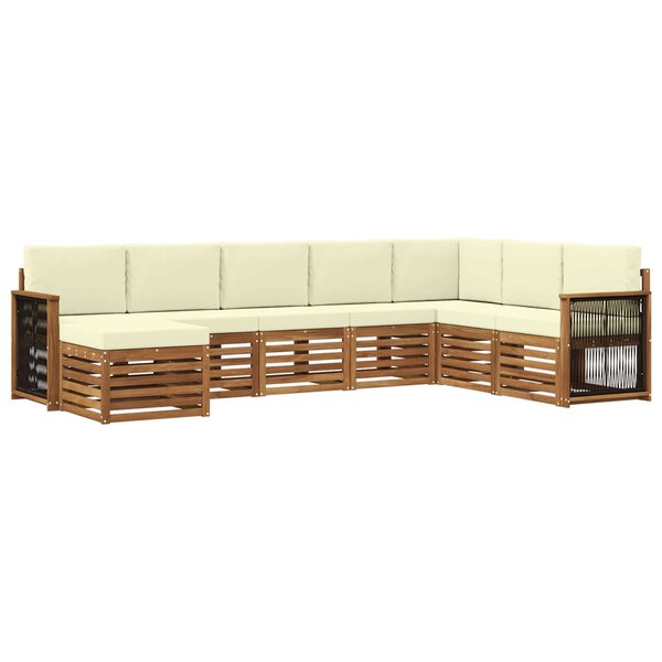 vidaXL Ensemble de canapés d'extérieur 6 Pièces Naturel et Crème