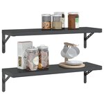 vidaXL Étagères murales 2 Pièces 75x23 5x3 cm noir acier inoxydable
