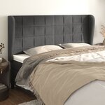 vidaXL Tête de lit avec oreilles Gris foncé 183x23x118/128 cm Velours