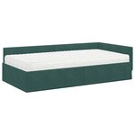 vidaXL Cadre de lit d'angle avec matelas Autre 2 Pièces Vert Velours