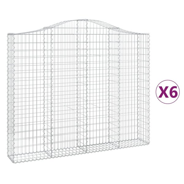 vidaXL Paniers à gabions arqués 6 Pièces 200x30x160/180 cm Fer galvanisé