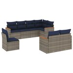 vidaXL Salon de jardin 8 Pièces avec coussins gris résine tressée