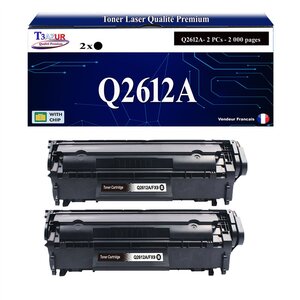 T3AZUR -2x Toners compatibles avec HP Q2612A (12A) pour HP LaserJet 3015  3020  3030  3050  3052  3055  M1005  M1005MFP  M1300MFP  M1319MFP