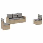 vidaXL Salon de jardin avec coussins 5 Pièces beige résine tressée