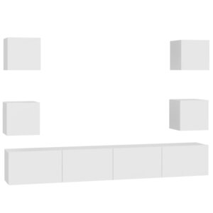 vidaXL Ensemble de meubles TV 6 Pièces Blanc Bois d'ingénierie