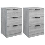 vidaXL Tables de chevet 2 Pièces Sonoma gris 40x36x65 cm