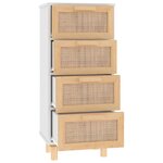 vidaXL Buffet Blanc 40x30x90 cm Bois de pin massif et rotin naturel