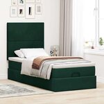 vidaXL Cadre de lit ottoman avec matelas vert foncé 100x200 cm velours
