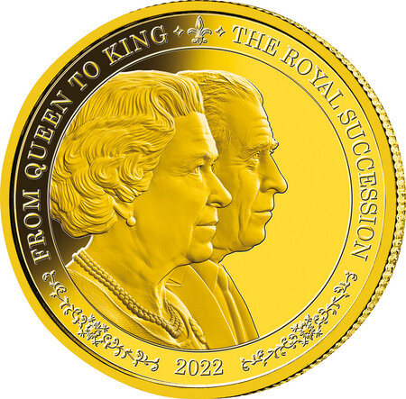 Pièce de monnaie en Or 10 Dollars g 31.1 (1 oz) Millésime 2022 The Royal Succession FROM QUEEN TO KING
