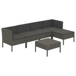 vidaXL Salon de jardin 6 Pièces avec coussins résine tressée gris