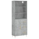 vidaXL Buffet haut Gris béton 69 5x34x180 cm Bois d'ingénierie