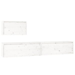 vidaXL Meubles TV 3 Pièces Blanc Bois massif de pin