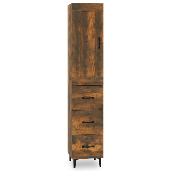 Vidaxl buffet haut chêne fumé 35x34x180 cm bois d'ingénierie