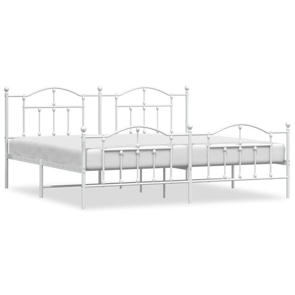 vidaXL Cadre de lit métal avec tête de lit/pied de lit blanc 200x200cm