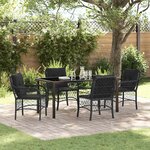 vidaXL Ensemble de salle à manger pour jardin 5 Pièces Noir Poly rotin