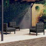 vidaXL Salon de jardin 4 Pièces avec coussins anthracite Bois de pin