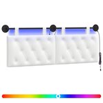 vidaXL Tête de lit suspendue Avec lumière LED Blanc Tissu