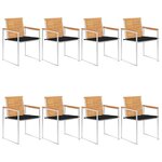 vidaXL Chaises de jardin 8 Pièces avec coussins Bois de teck massif