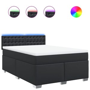 vidaXL Sommier à lattes de lit avec matelas Noir 140x200 cm Similicuir