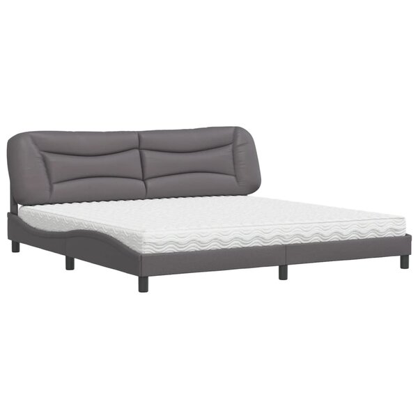 vidaXL Lit avec matelas Hvar gris 200x200 cm similicuir