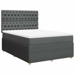 vidaXL Sommier à lattes de lit avec matelas Gris foncé 140x190cm Tissu