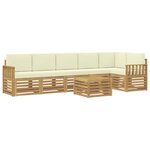 vidaXL Ensemble de canapés d'extérieur 7 Pièces Blanc et crème