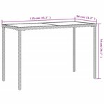vidaXL Table de jardin dessus en verre gris clair 115x54x74 cm rotin