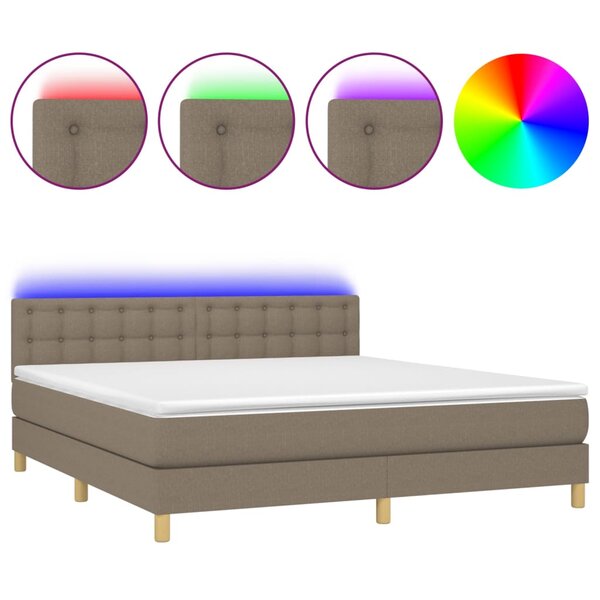 vidaXL Sommier à lattes de lit avec matelas LED Taupe 180x200 cm Tissu