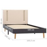 vidaXL Cadre de lit avec LED Crème et gris foncé Tissu 100 x 200 cm