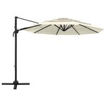 vidaXL Parasol à 4 niveaux avec mât en aluminium Sable 3x3 m