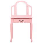 vidaXL Coiffeuse et tabouret Rose 65x36x128 cm Bois de paulownia MDF