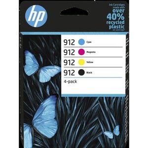 HP 912 Pack de 4 cartouches d'encre noire, cyan, jaune et magenta authentiques