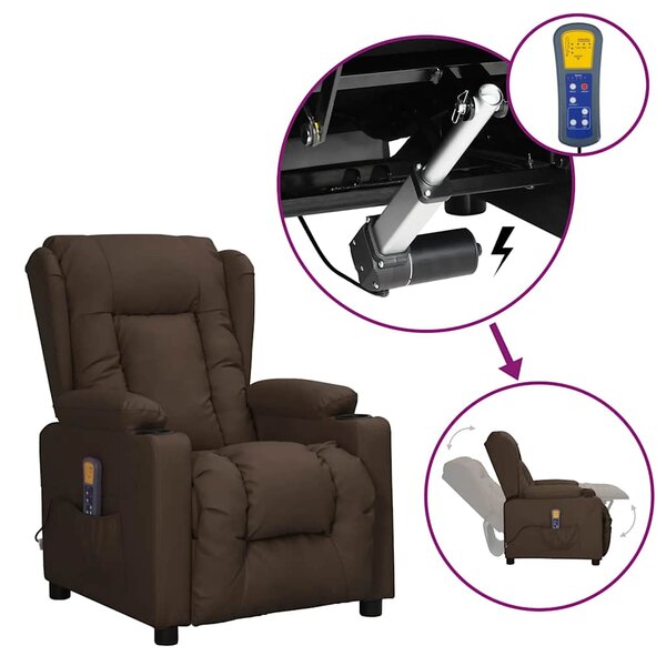 vidaXL Fauteuil de massage Marron Similicuir