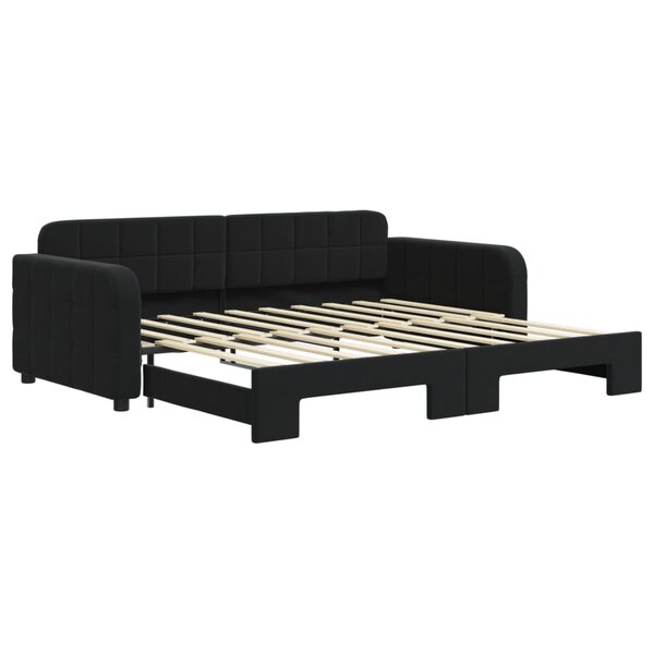 vidaXL Lit de jour avec lit gigogne noir 90x190 cm velours